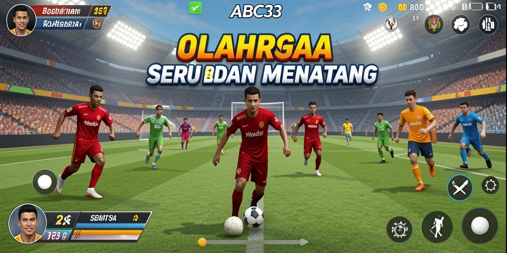 Screenshot dari gameplay menyerupai pertandingan olahraga yang seru.
