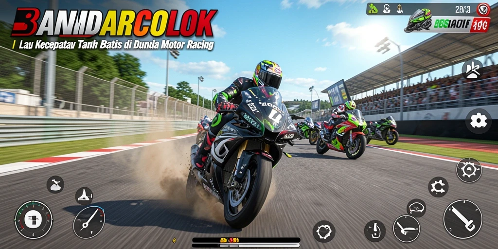 Gameplay seru BANDARCOLOK dengan balapan motor yang mendebarkan.