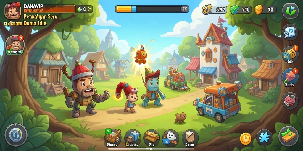 Screenshot gameplay <strong>DANAVIP</strong> menampilkan aksi seru dalam mode Idle.
