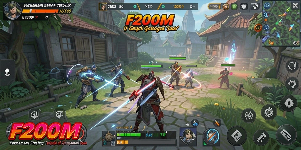 Tampilan gameplay F200M yang dinamis dan strategis.