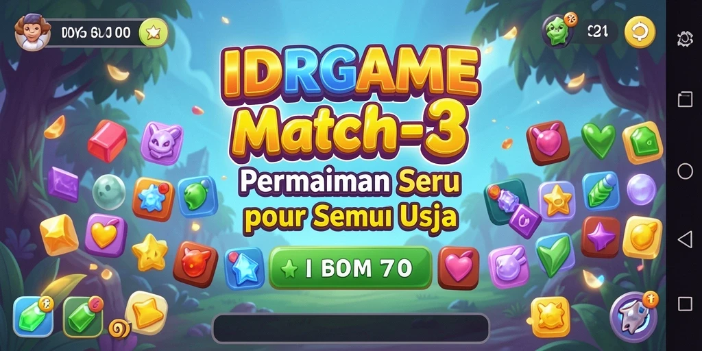 Screenshot gameplay IDRGAME menampilkan level Match-3 yang menantang dan menyenangkan.