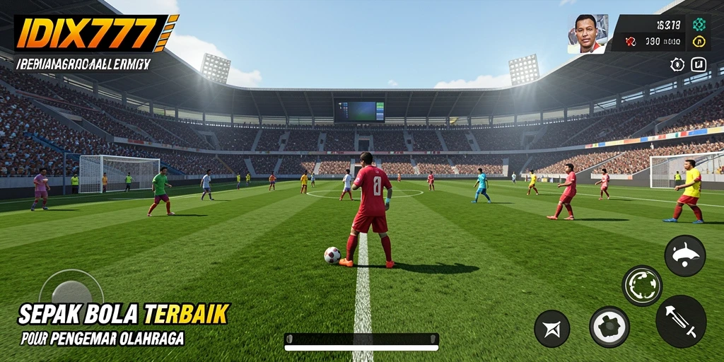 Gambaran gameplay sepak bola seru di aplikasi IDX777.