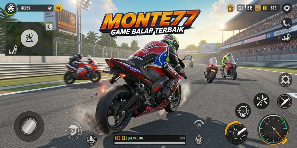 Gameplay balap motor seru dalam MONTE77.