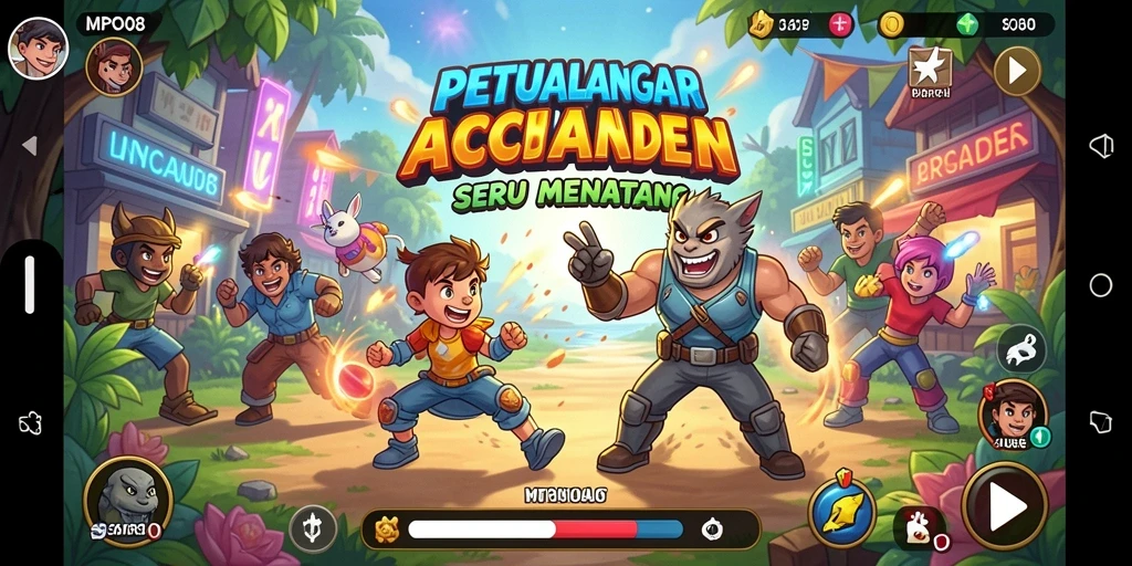 Screenshot dari MPO08 menampilkan aksi seru dalam game Arcade.