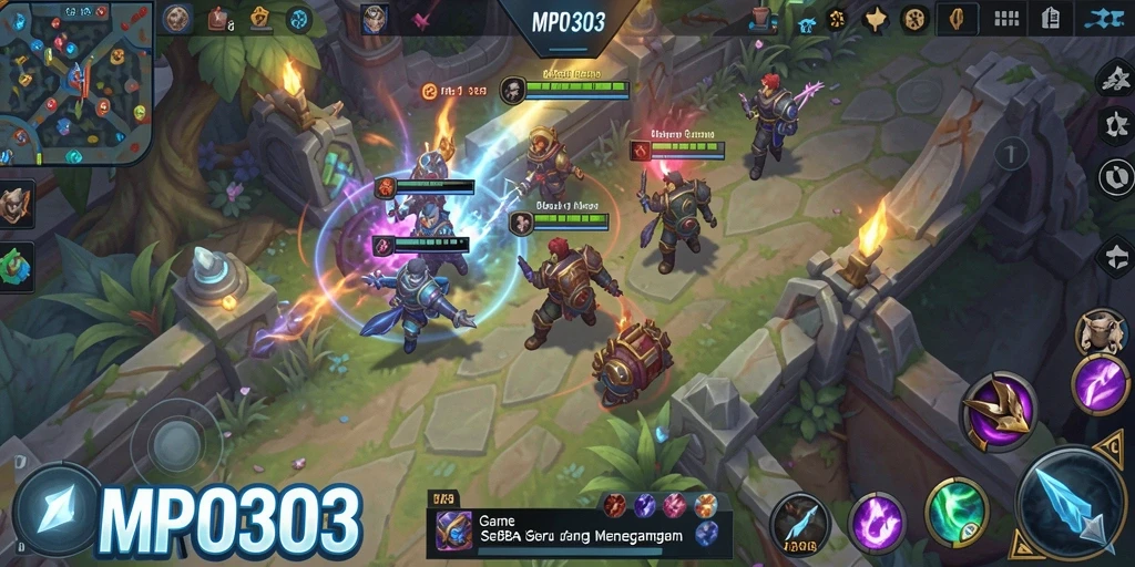 Tampilan gameplay seru dalam atmosfer MOBA yang intens.