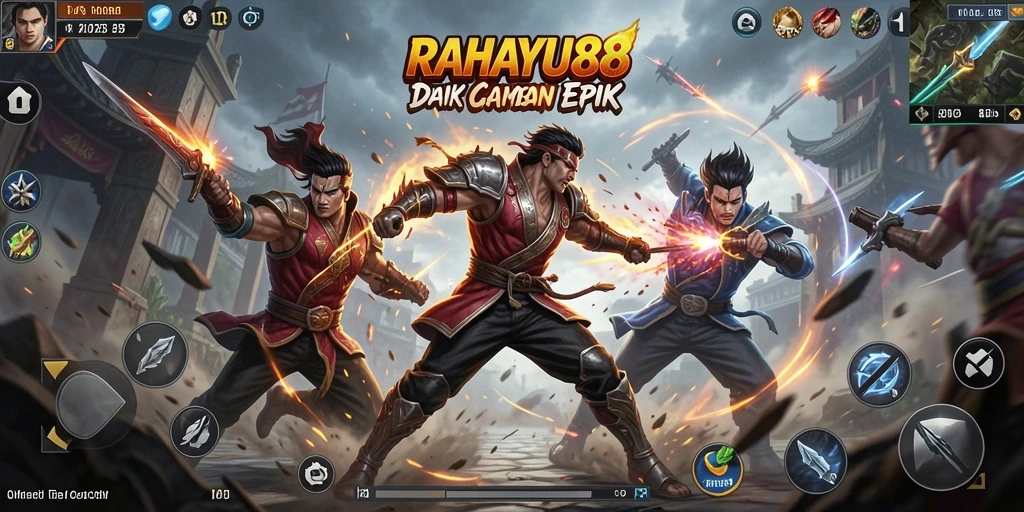Screenshot utama RAHAYU88 menampilkan aksi pertarungan yang mendebarkan.