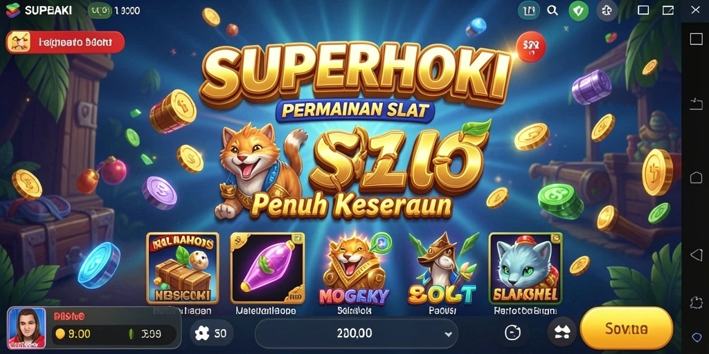 Tampilan gameplay SUPERHOKI dengan tema Slot yang menarik.