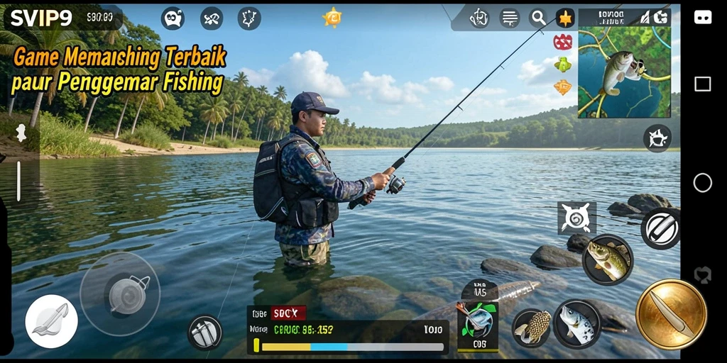 Screenshot gameplay SVIP9 yang menunjukkan pengalaman memancing yang mengasyikkan.