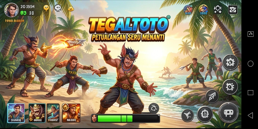 Tangkapan layar utama TEGALTOTO menampilkan aksi seru saat petualangan berlangsung.